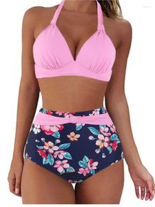 Women's Swimwear Retro Floral High Waist Bikini Set Pin Up Swimsuit For Women Push Biquini Feminino 2024 Beach Bathing Suits Vintage