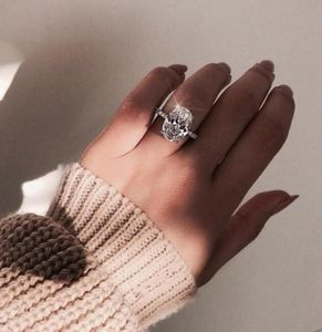 Klasyczny pierścień żeńskiej 925 srebrny srebrny owalny cięcie 3ct diamentowe zaręczynowe obrączki dla kobiet mężczyzn prezent biżuterii 86816439257720
