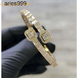 Women Men Fashion Jewelry 14k Yellow Gold Hip Hop Vvs Diamond Moissanite Tennis Bracelet Bangle