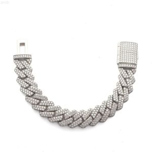 Hip Hop Jewelry 10mm 12mm 15mm 18mm 20mm Iced Out Silver Moissanite Cuban Link Chian Armband