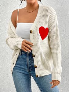 Women's Knits Cable Knit Long Sleeve Open Front Cardigan V-Neck Button Down Embroidery Chunky Oversized Sweater Coat Outwear