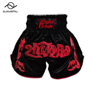 Muay Thai Shorts Men Kids Boxing Women Embroidery Satin Kickboxing Pants MMA Sanda Grappling Fight Training Wear 240408