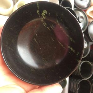 Te koppar kinesisk samling naturlig svart jade tecup snidade vackra jades skål stenhälsa vattenkokare