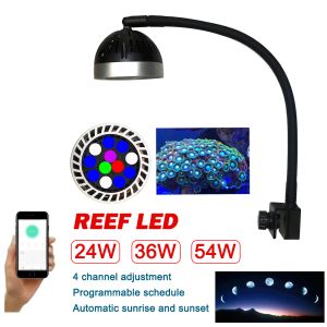 水族館のヒマリン24W 36W 54W LED水族館照明プログラムSIST TANK LIGHTS SALTWATER MARIAL CORAL REEF LIGHTING AS AQUA KNIGHT SPECTRA V2