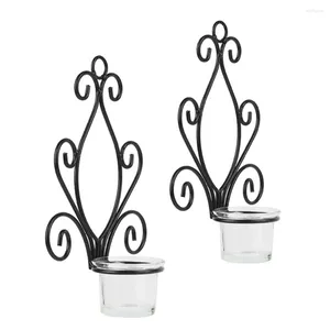 Candle Holders 2PCs Metal Home Decoration Sconce Holder Wall Mounted Candlestick Tea Light