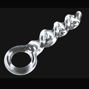 Candiway 20cm Spiral Glass Dildo Anal Plug Prostate Massage Vaginal Stimulation Finger Ring Adult sexy Toys For Women Men Lesbian
