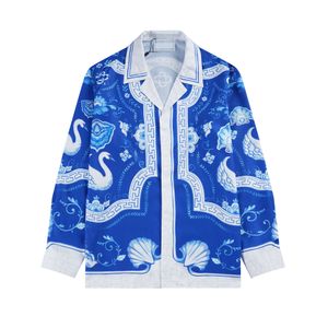 Brand Men's Casual Shirts CASA Fashion Designer Printing Trend Men Long sleeve Tees Shirt Size M-3XL