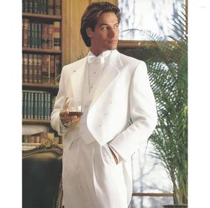 Abiti da uomo eleganti uomini bianchi a doppio petto da 3 pezzi pantaloni blazer vestici belli celebrità lavoro formale lavoro formale set su misura