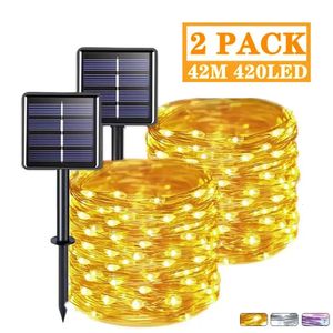 40m10m5m Solar LED -ljus Utomhussträngsljus Fairy Lights Juldekorationer för Home Street Garland Holiday Party Lights 240409