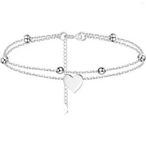 Anklets Fansilver Sterling Silver Ankle Bracelets For Women Heart Butterfly Beaded Initial Anklet Layered Dainty Chain Adjustable