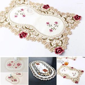 Bord trasa 30 45 cm matplats matta vintage broderat spetstyg placemat blommor icke-halkbordsbestämmande skålkuddar hem dekoration