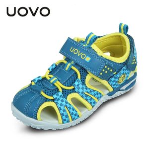 UOVO 2024 وصول الأطفال أزياء الأطفال أحذية للأولاد Girls Hook-and-lopts Summer Beach Sandals Size #26-36 240417