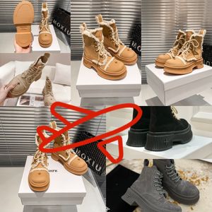2024 Designer Boots beliebte Frauen Short Stiefel Knospenstiefel Luxus Soles Damenparty Dicke Absatz Größe 35-40 Wanderwüste SMFK Gai Black