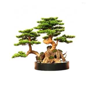 Decorative Flowers Greeting Pine Chinese Landscape Arborvitae Furnishing Articles Fake Trees Bonsai Indoor Hallway Soft Outfit