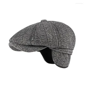 Berretti cappello cappello da uomo caldo maschio berretto maschio lana vintage papà nonno ottagonale sboy piatto