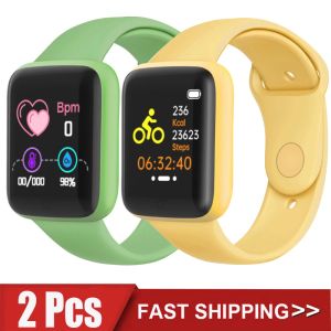 Смотрите 2pcs y68 Smart Watch Men Men Women Digital Watches Bluetooth Sport FitnessTracker Pedometer D20 Умные часы для Android ios xiaomi