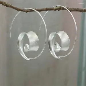 Hoop Earrings Trendy Personality Round Spiral Leaf Women Exaggerated Design Fine Jewelry Acero Inoxidable