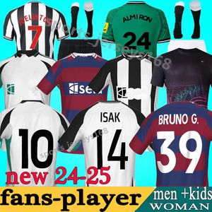 Tonali Bruno G. Jerseys de futebol Newcastles.2024 2025 Isak Wilson Joelinton United Trippier Almiron Gordon Ashby Football Circhas 24 25 Maximin Top Men Kits Kit Uniformes