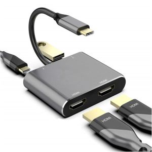 Stacje 4IN1 TYPEC Docking Station do HDMI*2 4K USB3.0 PD Ładowanie podwójny ekran Wyświetl konwerter USB C Hub dla MacBooka Lpatop