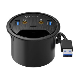 ハブOrico Desktop Grommet USB 3.0 Hub Typecオーディオポートデスクマウントドングルスプリッターマルチファンクションパワーテーブル取り付けアダプター