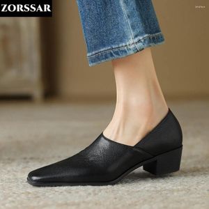 Casual Shoes 2024 Spring Women Low Heel Square Toe Slip On Pumps Woman Loafers Comfortable Ladies Shoe Black Apricot Boat Zapatos Mujer