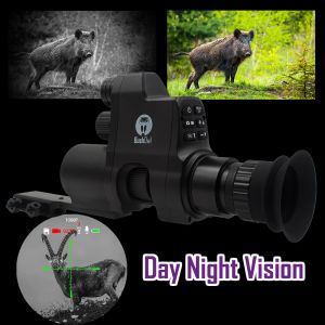 Kameralar Bushowl Starlight Ir Night Vision Tüfek Monoküler Av Kamerası HD 1080p Yaban Hayatı Video Fotoğraf Kayıt Ray Montajı