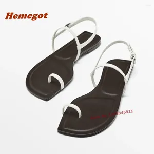 Casual Shoes Clip Toe Slingback Flat Sandals Patchwork White Ankle Strap Women's Summer Roman Luxury Party Vacation Buckle