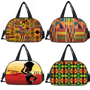 Bolsas Afro Padrão Imprimir Viagem Bantafrican American Mulher Tote Duffle Sacos carecem de bolsas de armazenamento multifuncionais de garotas