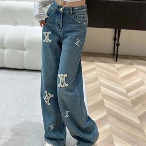 2024 Brand Women Clothing Embroidery Printing Jeans Womens Designer Trouser Legs Open Fork Tight Capris Denim Trousers Add Fleece Thicken Warm Slimming Jean Pants