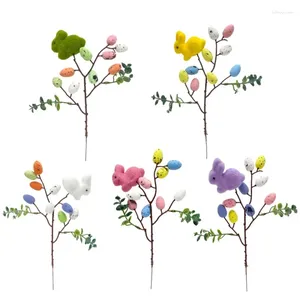 Dekoratif Çiçekler Renkli Paskalya Çiçek Merkezi Yapay Yumurta Çiçek Bouque Festival Süsleme için Güzel Ek 54DC