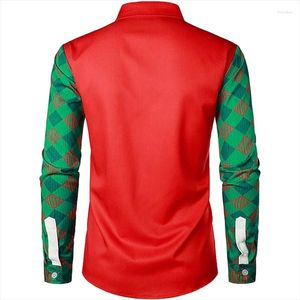 Men's Dress Shirts 2024 Christmas Suit Shirt Long Sleeve Button Lapel Hip Hop Funny Party Tops Holiday Plus Size