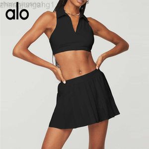 Desginer Alooo Yoga Shorts Woman Pant Top Women Officiwebsite Same Womens Outdoor Sports Tennis Set Anti Glare Short Skirt Breathable Fitness Suit