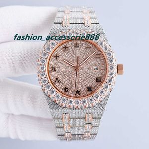 Shinny Mens relógio Diamond Movimento mecânico automático de 42 mm de pulso clássico Sapphire Relvadores Montre de Luxe à prova d'água de aço inoxidável