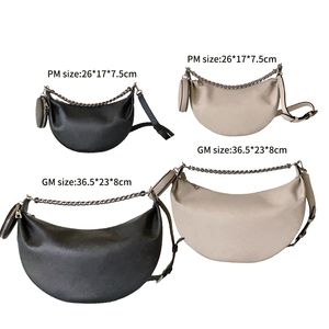 Högkvalitativ ny designer Zipper hobo loop handväska för lady sliver kedja sofe läder crossbody väskor halvmåne underarm pursar sling kvinnor väska