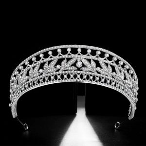 Colares de zircão cúbico coroa de cristal folhas de noiva coroas cz coroas shinestone concurso de diadema de noiva na cabeceira da cabeça de casamento acessórios para cabelos