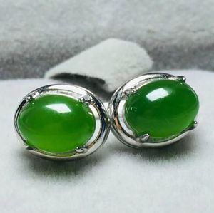 ドロップWomen039S Earring Dangler Green Nephrite Jade Egg Eardrop Gift for Female039s Fine Jewelry2836926