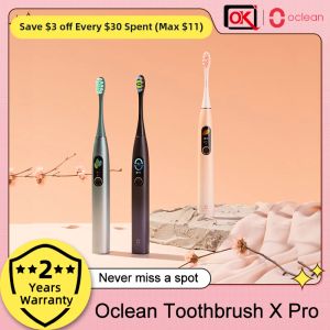 Köpfe Neue OCLEAN X Pro Sonic Electric Zahnbürste Farbe Touchscreen Oral Care 2in1 Ladegerät IPX7 wasserdichte wiederaufladbare Zahnbürste