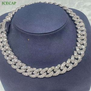 Hip Hop Custom Big Chain Schmuckeis aus Full Trapezoid Moissanit Diamant 20mm kubanische Kette Halskette