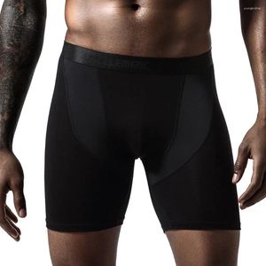 Underbyxor gym män boxare shorts sexiga elastiska sport underkläder fitness komprimering boxare snabbt torkning lång andas