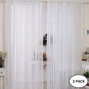 2Pcs Europe Solid White Yarn Curtain Voile Curtains Window Tulle For Living Room Modern Treatments Decoration 240416