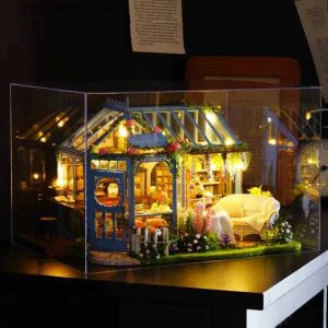 House Architecture/DIY House Handmade Diy Dollhouse Wooden Toy Doll House Furniture Assemble Puzzle 3D Miniature Dollhouse Educational T