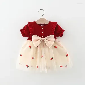 Girl Dresses Girls' Summer Little Flying Sleeve Dress Children's Cute Bow Mesh For Princess