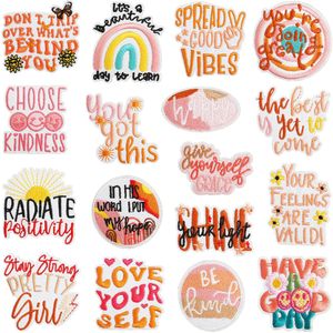 Positive Affirmations Iron on Patches Boho Hippie Daily Reminder Embroidered Patch Sew on Applique Repair Patches for Clothes Jean Jackets Backpacks DIY Craft