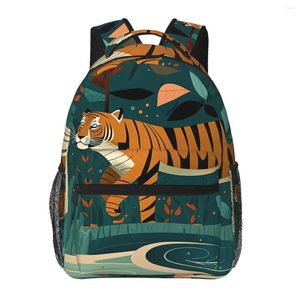 Mochila Tiger Tiger Modern Art Style Detalhes nítidos de mochilas ao ar livre homens coloridos bolsas escolares coloridas mochila mochila