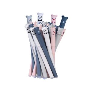 Pens 20Pcs Cartoon Animals Erasable Pen 0.35mm Cute Panda Pig Kawaii Gel Pens for School Writing Novelty Stationery Girls Gifts