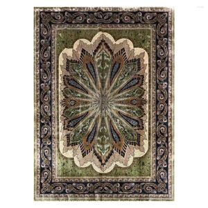 Mattor Silk Mattor Handgjorda turkiska mattor Grön blommig heminredning vardagsrum mattor storlek 8'x11 '