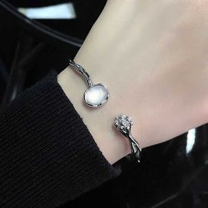 Chain Creative Irregular Moon Stone Rings Bracelet Aesthetic Flower Bud Adjustable Bracelets Opening Ring For Women Fashion Jewelry 1X Y240420