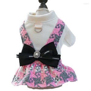 Odzież dla psa sukienka księżniczka płaszcz Bowknot Pet Clothing na ubrania Paski Pasku spódnica z kapturem kurtka Kostium Szczenię