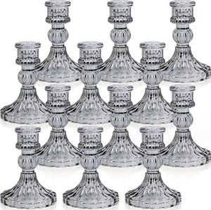 Vintage Clear Cam Candlestick Akşam Yemeği Şam Tutucu Ev Düğün Süslemeleri Masa Dekor Noel Hediye