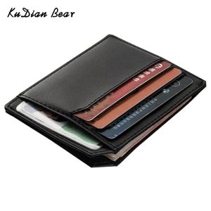 Innehavare Kudian Bear Pu Leather Slim Men Kreditkort Holder Brand Design Card Organizer Manliga plånböcker Purses Tarjetero Hombrebid104 PM49